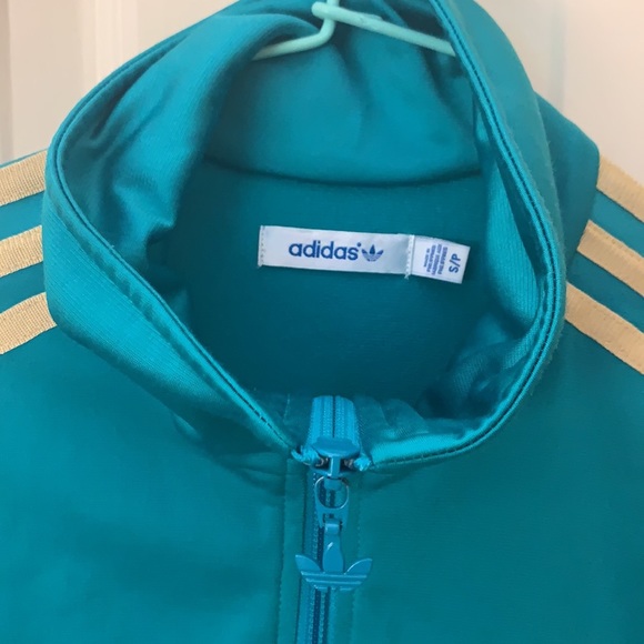 Adidas Classics Teal and Gold Stripe Track Jacket - Picture 2 of 8